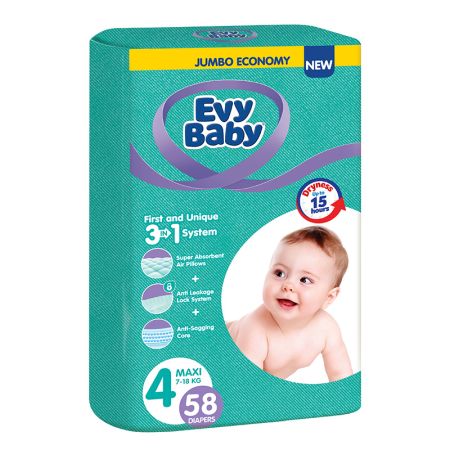 Evy baby pelene jumbo 4 maxi 8-18KG- 58kom