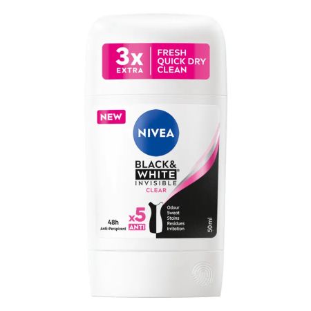 NIVEA DEO STICK B&amp;W INVISIBLE CLEAR 50ML