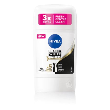 NIVEA DEO STICK B&amp;W INVISIBLE SILKY SMOOTH 50ML