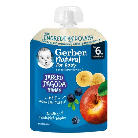 GERBER POUCH JABUKA,BOROVNICA, BANANA 80g