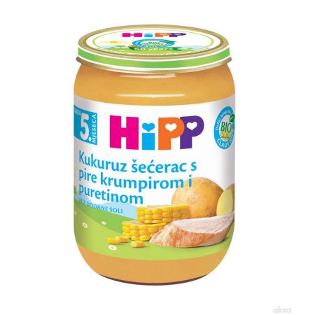 HIPP Bio Obrok kukuruz šećerac sa pire krompirom i ćuretinom 190g